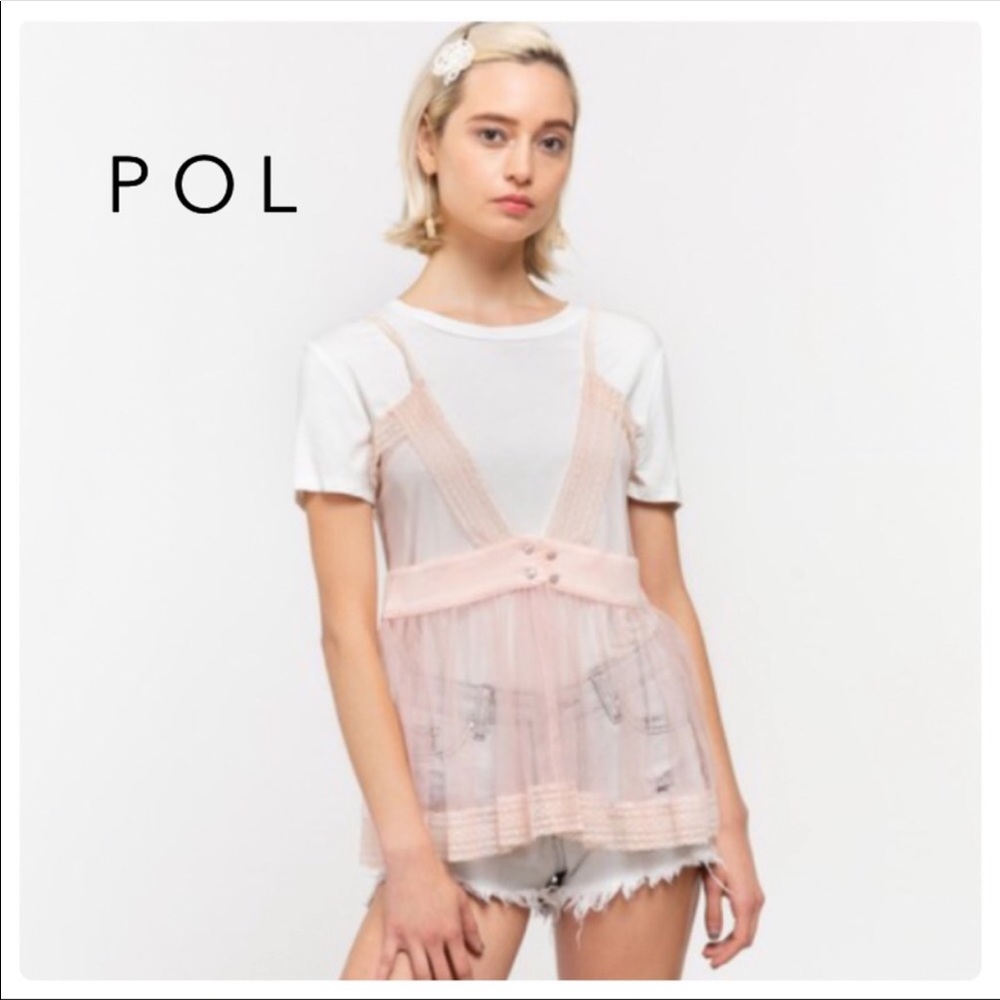 POL Sleeveless Mesh Top in Peach